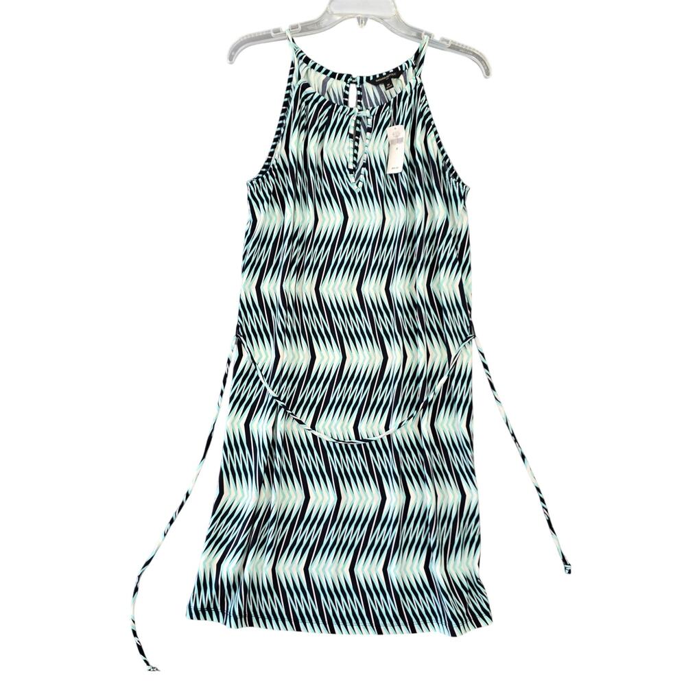 Banana Republic Blue Black Dress NEW $69 Stretch Sleeveless Tie Sundress Women M